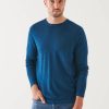 Men'S Patrick Assaraf Sweaters | Extra-Fine Merino Vintage Wash Crewneck In Krypton | Patrick Assaraf