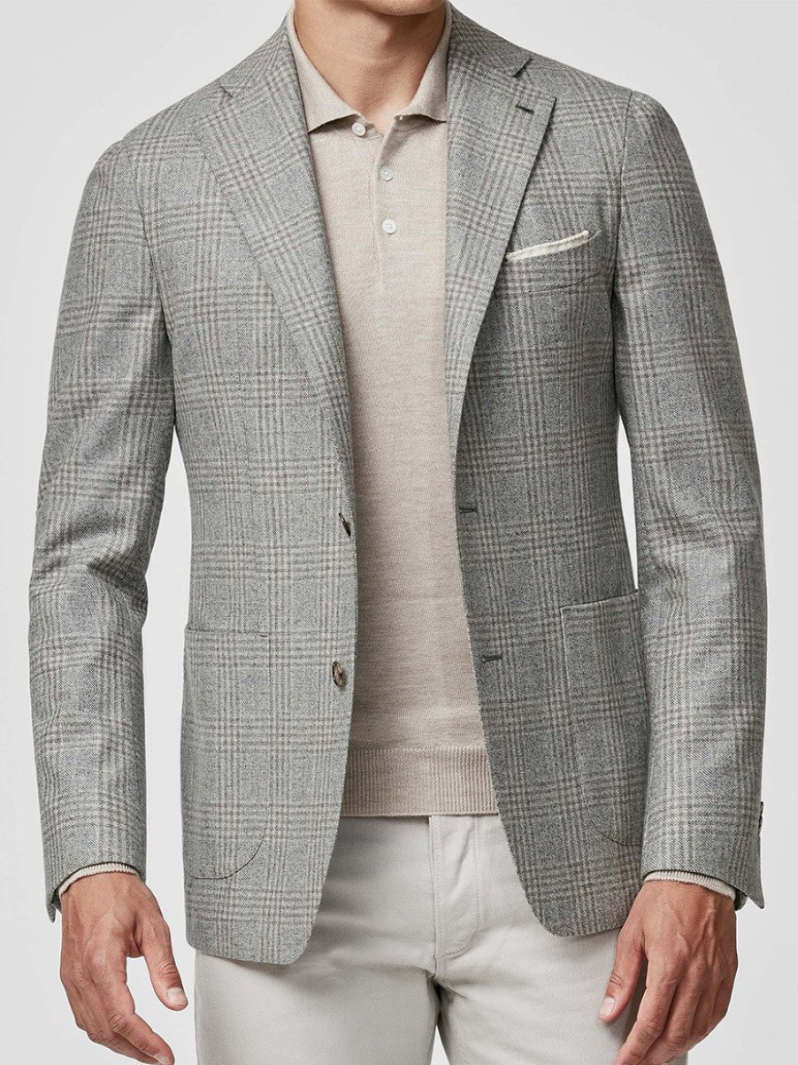 Men'S Atelier Munro Blazers & Sportcoats | Gray Wool Prince Of Wales Check Sport Jacket | Atelier Munro