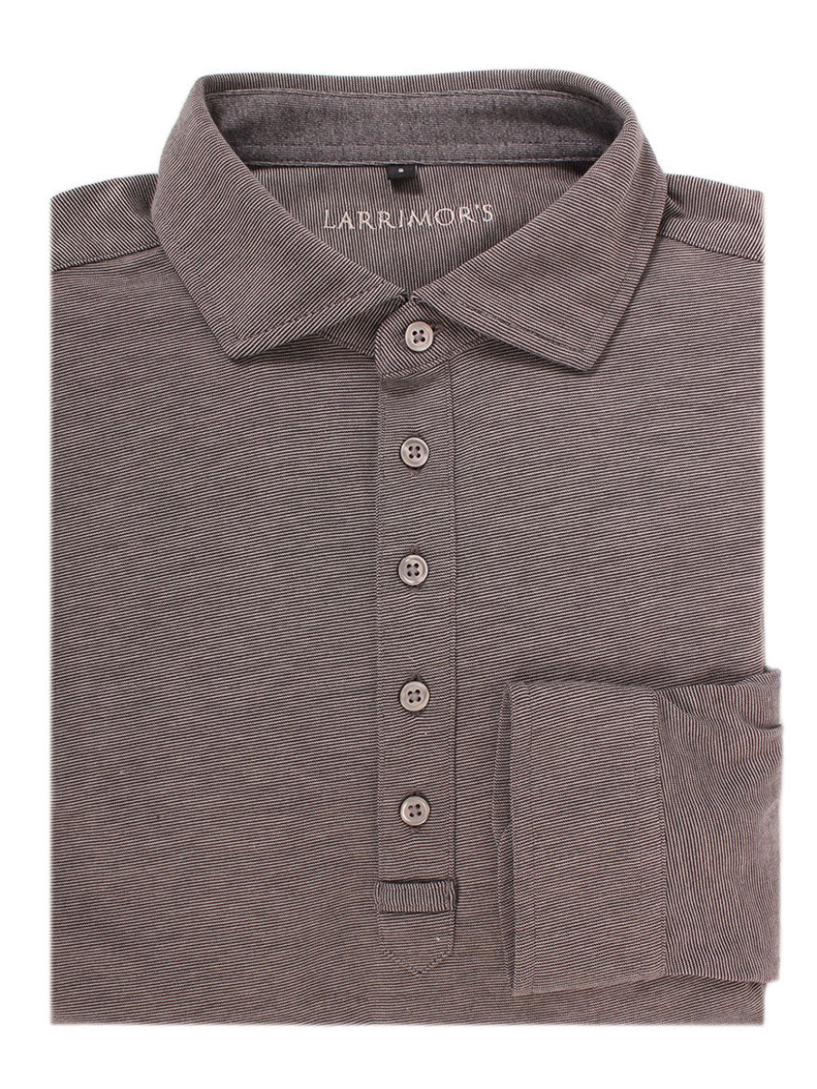 Men'S Larrimor's T-Shirts | Larrimor'S Essential Performance Cotton Long Sleeve Polo Sport Fit In