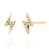 Women'S EF Collection Earrings | Buy Diamond Mini Lightning Bolt Stud Earrings In Yellow Gold Jewelry