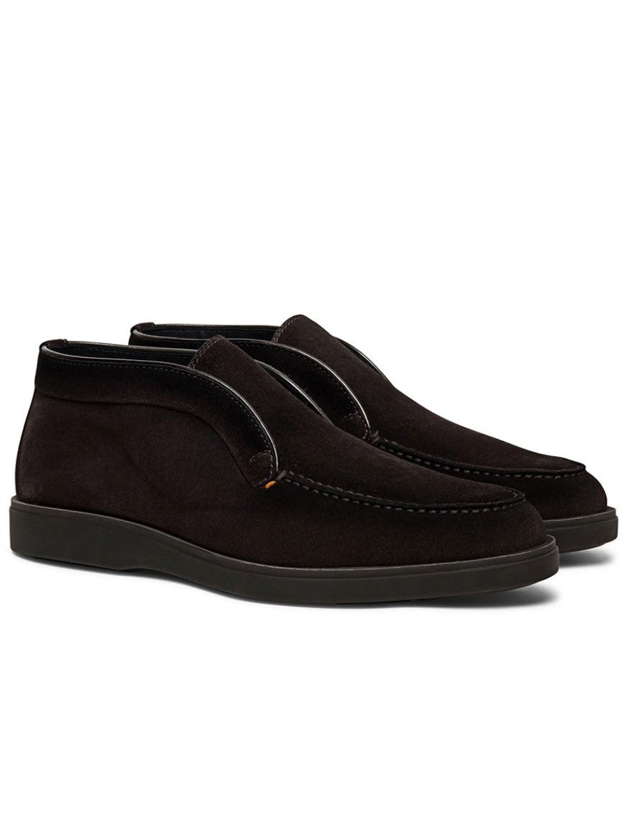 Men'S Santoni Chukkas | Dragon Suede Chukka Dark Grey | Santoni