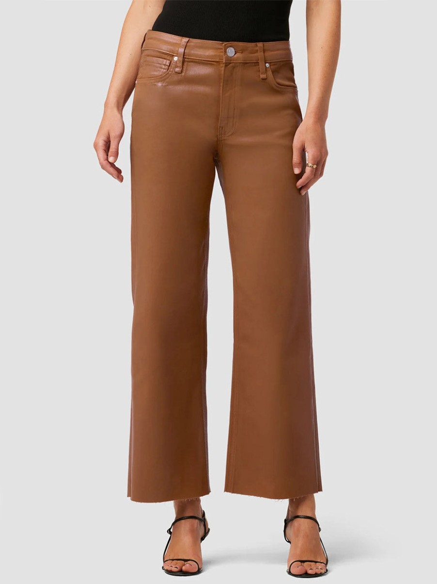 Women'S Hudson Jeans & Denim | Rosie High-Rise Wide Leg Ankle Jean In Coated Caramel Cafe | Hudson