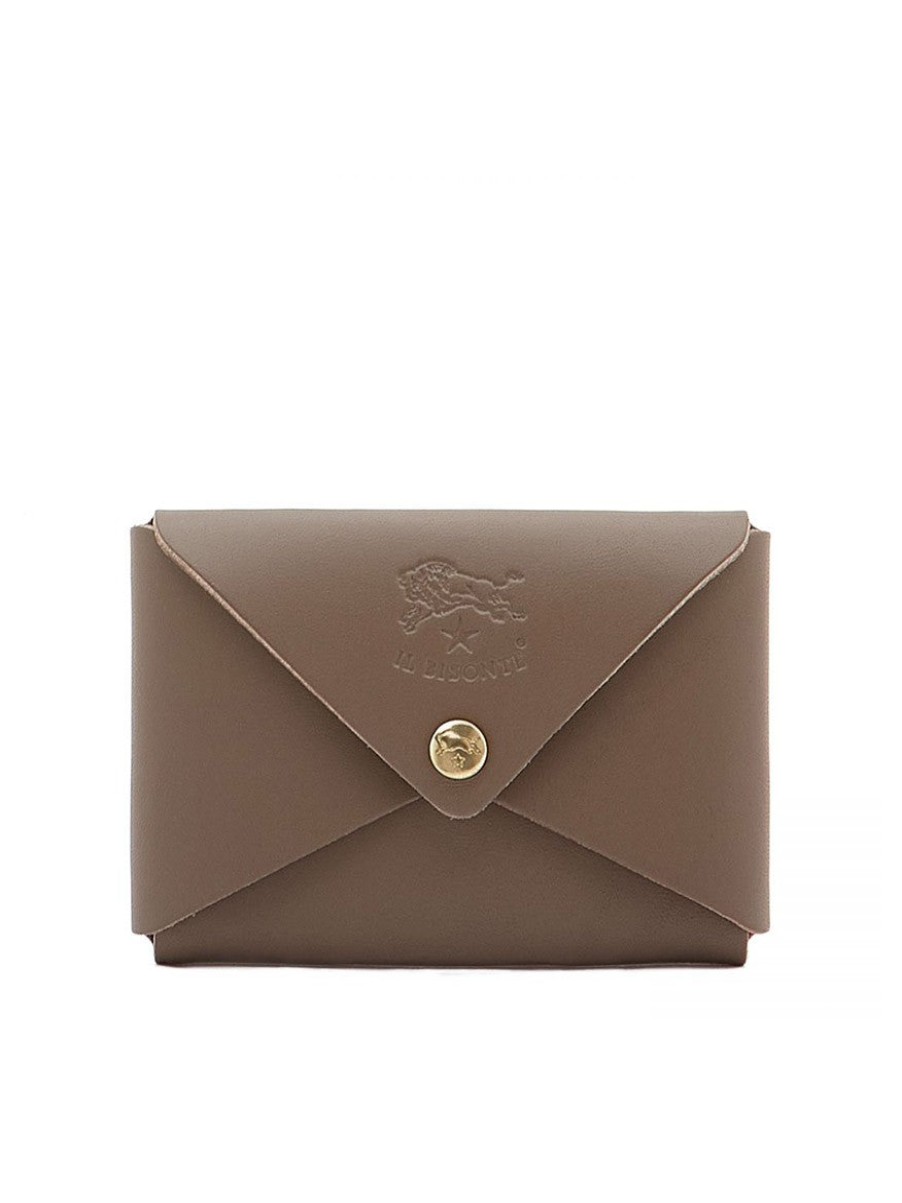 Women'S Il Bisonte Wallets | Sovana Card Case Light Grey Leather | Il Bisonte