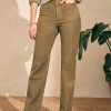 Women'S Faherty Brand Pants & Leggings | Stretch Terry Slim Wide Leg Pant Military Olive | Faherty Brand