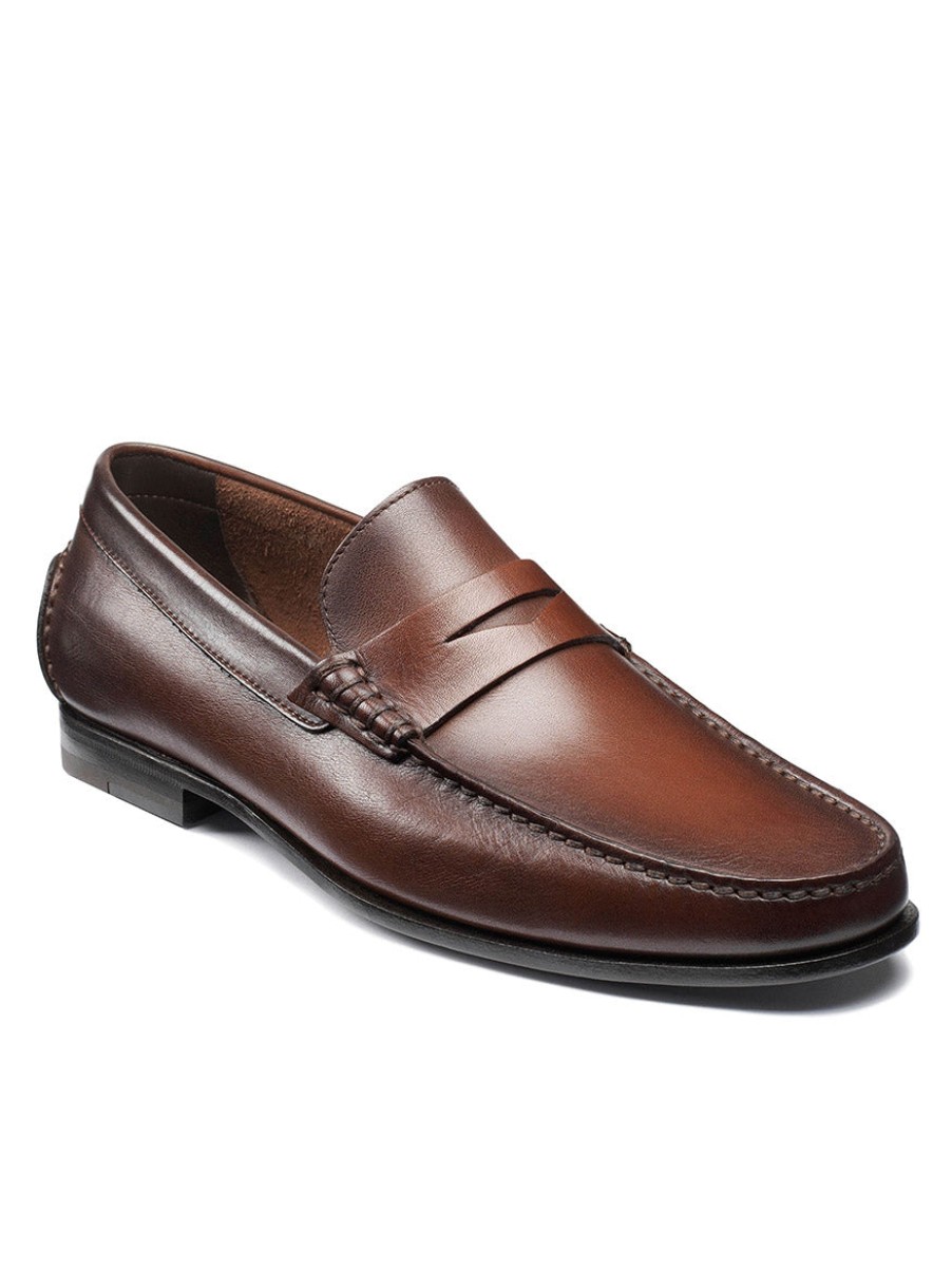 Men'S Santoni Loafers & Slip-Ons | Buy Ikangia Penny Loafer Brown Shoes