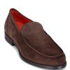 Men'S Santoni Loafers & Slip-Ons | Faith Suede Loafer Dark Brown Shoes | Santoni