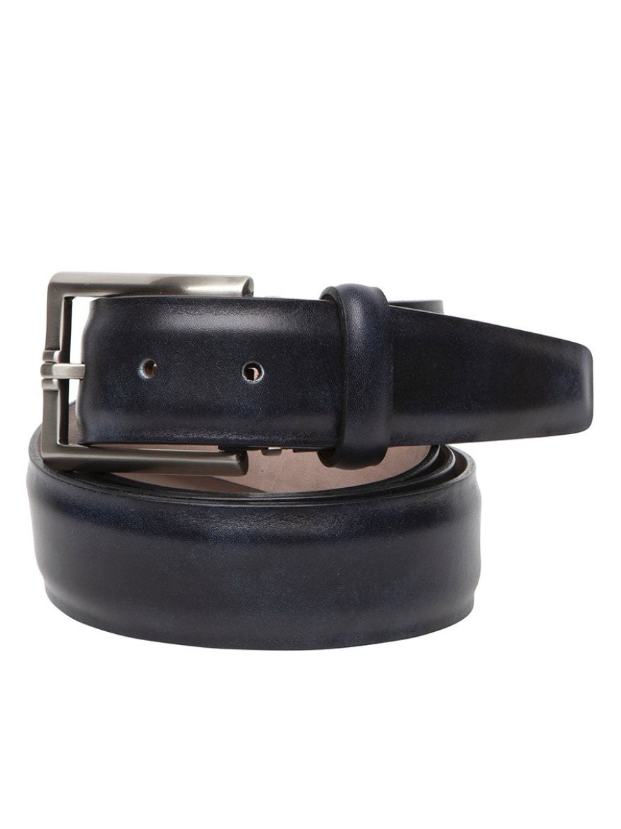 Men'S LEN Belts Belts | Italian Marbled Calf Belt Navy | Len Belts