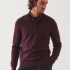 Men'S Patrick Assaraf T-Shirts | Double Face Mock Sweater Raisin | Patrick Assaraf