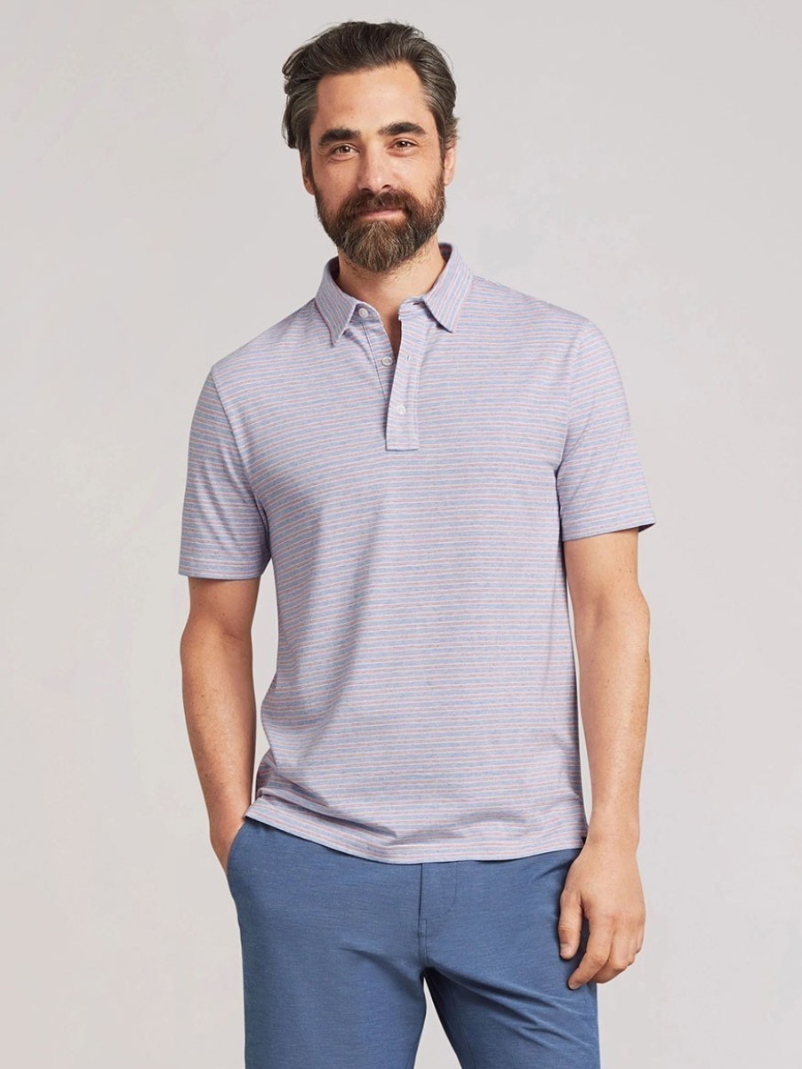 Men'S Faherty Brand T-Shirts | Movement Short-Sleeve Polo Horizon Line Stripe Polos | Faherty Brand