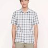 Men'S Vince Dress Shirts | Atwater Plaid Short Sleeve Shirt Celery | Vince