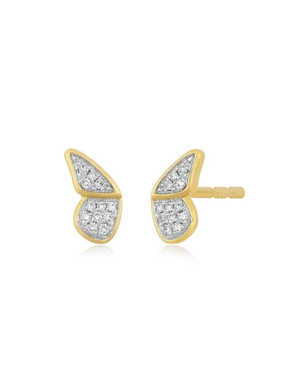 Women'S EF Collection Earrings | Diamond Flutter Stud Earrings Yellow Gold | Ef Collection