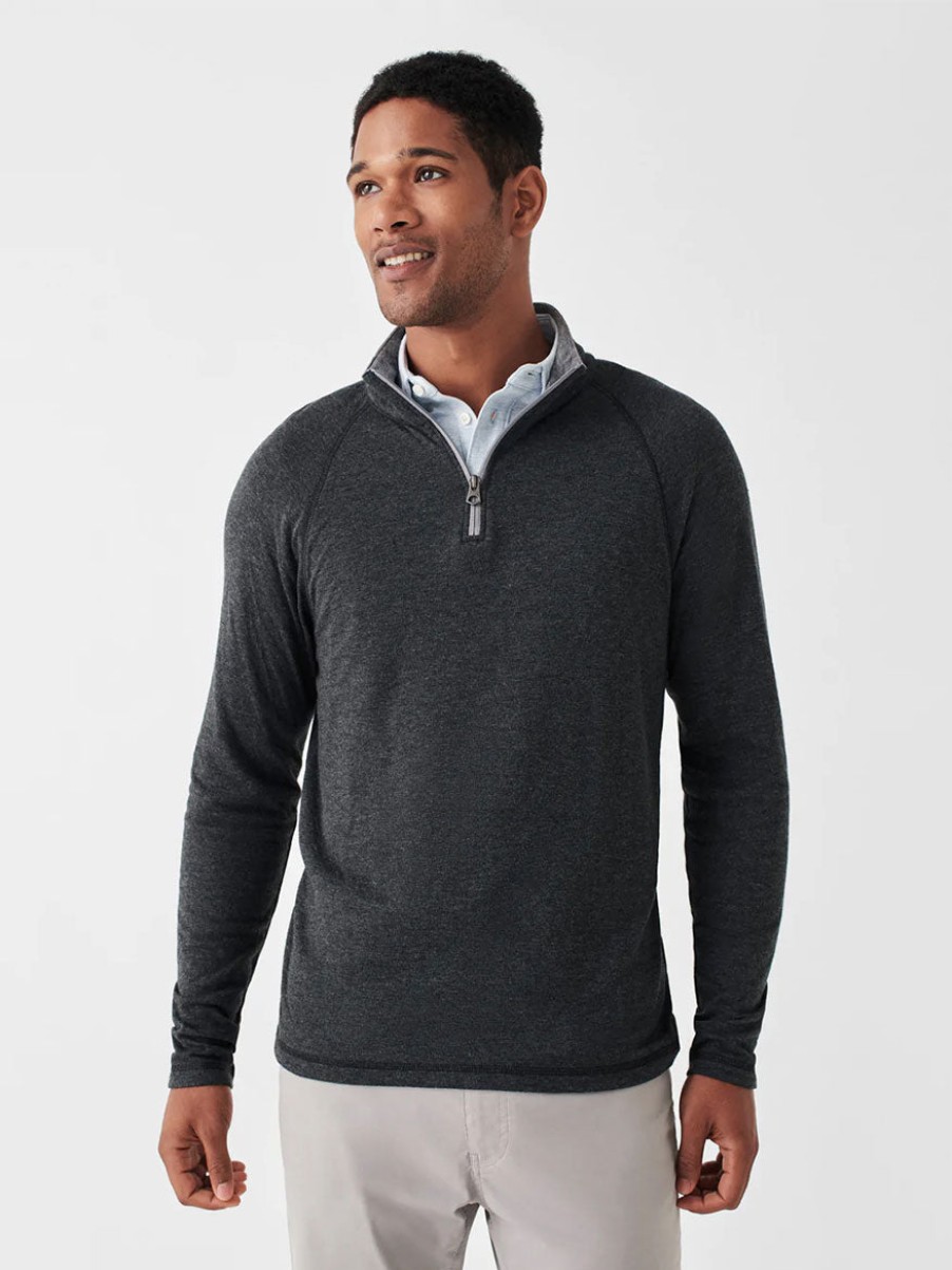 Men'S Faherty Brand T-Shirts | Cloud Quarter-Zip Charcoal Heather | Faherty Brand