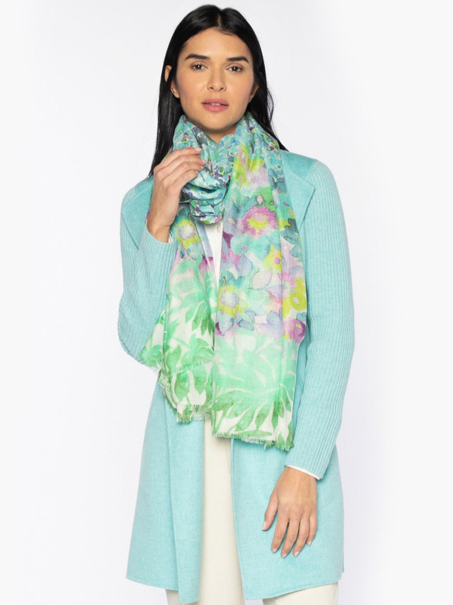 Women'S Kinross | Botanical Blooms Print Scarf In Multi | Kinross