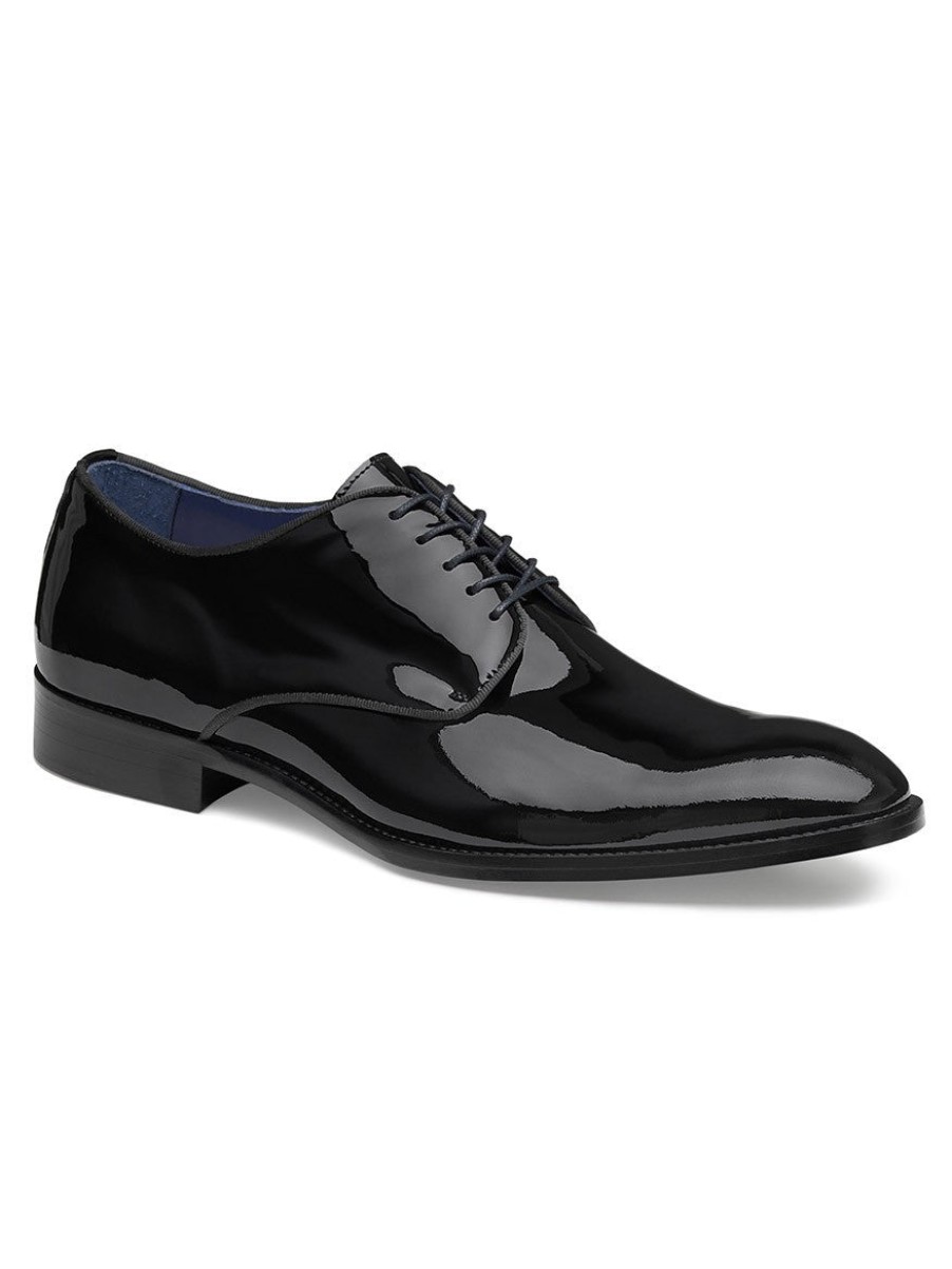 Men'S J & M Collection Oxfords & Derbys | Kinser Plain Toe Black Italian Patent Calfskin | J & M Collection