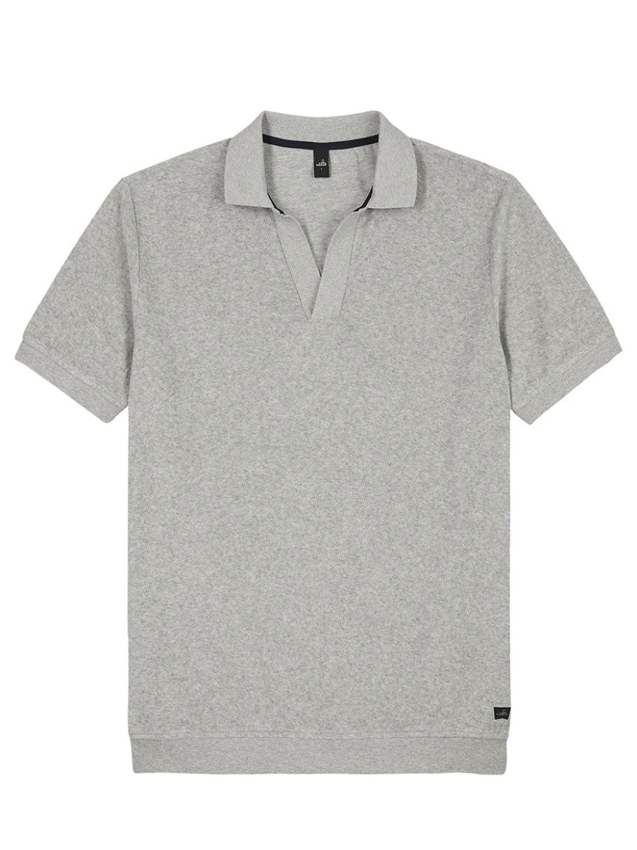 Men'S Wahts T-Shirts | Hicks Retro Towelling Poloshirt Light Grey Melange | Wahts