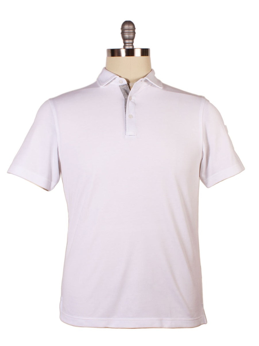 Men'S Larrimor's T-Shirts | Larrimor'S Essential Performance Cotton Polo Sport Fit In White