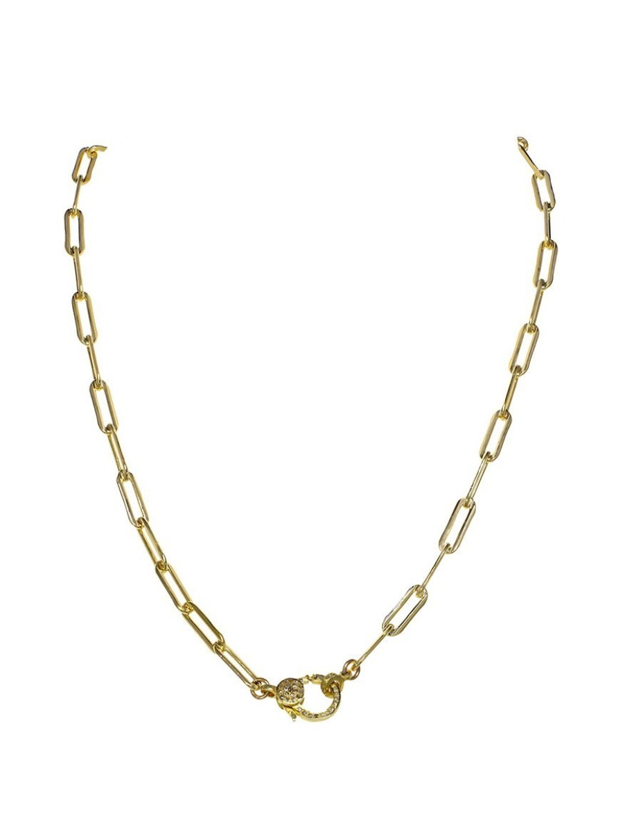 Women'S Margo Morrison Necklaces | Gold Paper Clip Chain Diamond Clasp | Margo Morrison