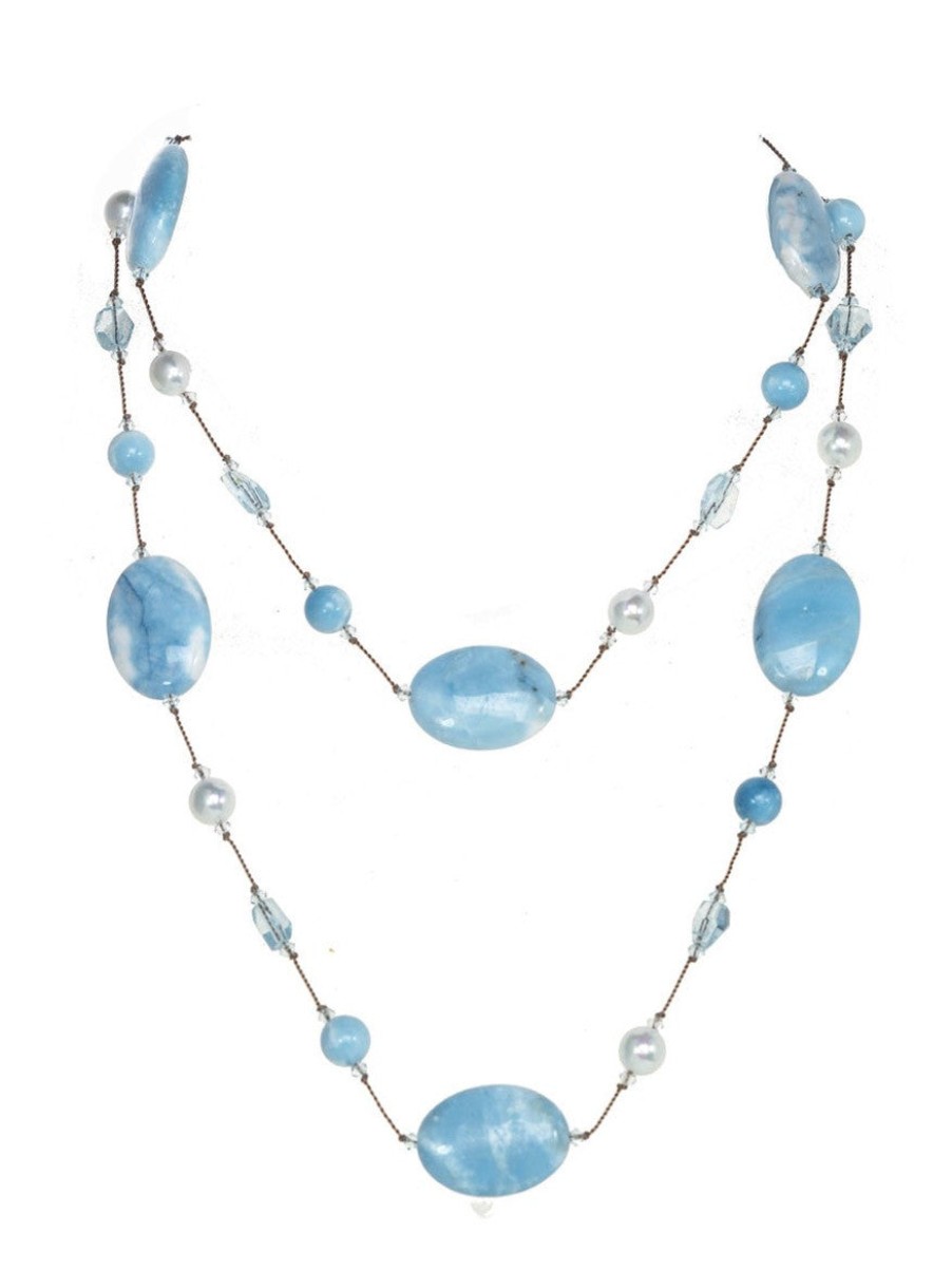 Women'S Margo Morrison Necklaces | Oval Blue Larimar Necklace Blue Topaz | Margo Morrison