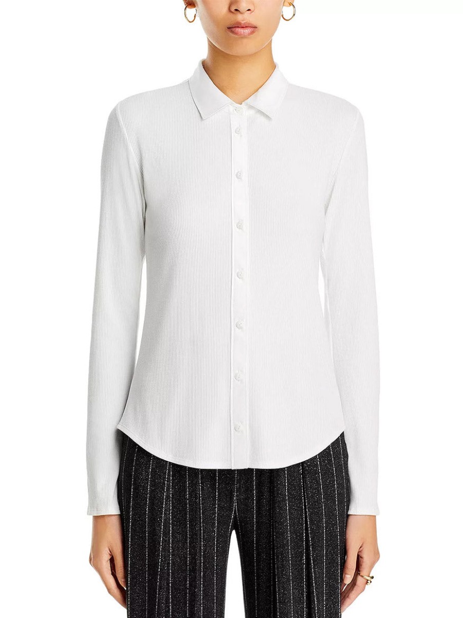 Women'S rag & bone Tops | Ribbed Button Down Shirt In White | Rag & Bone