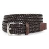 Men'S Torino Leather Belts | Italian Woven Stretch Leather Belt Brown | Torino Leather