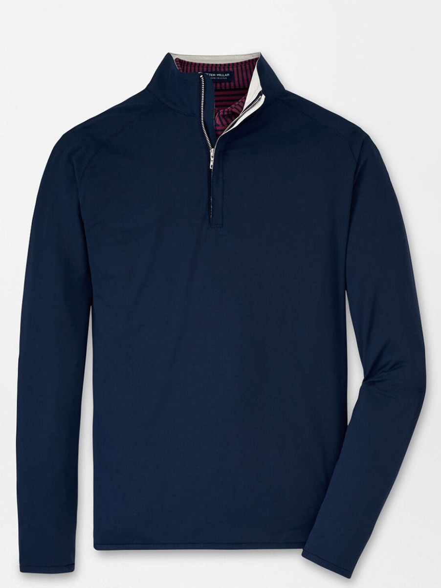 Men'S Peter Millar T-Shirts | Stealth Performance Quarter-Zip Navy | Peter Millar