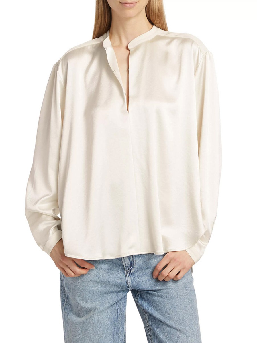 Women'S rag & bone Tops | Rosie Keyhole Blouse In Ivory | Rag & Bone