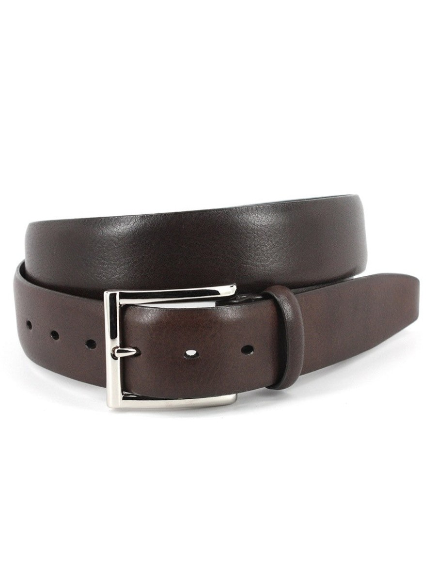 Men'S Torino Leather Belts | Italian Glazed Milled Calfskin Belt Brown | Torino Leather