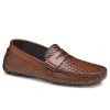 Men'S J & M Collection Loafers & Slip-Ons | Dayton Woven Penny Brown | J & M Collection