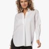 Women'S Vince Tops | Poplin Tunic Shirt Optic White Detail | Vince