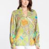 Women'S Hinson Wu Tops | Billie Long Sleeve Linen Blouse Paisley Print | Hinson Wu