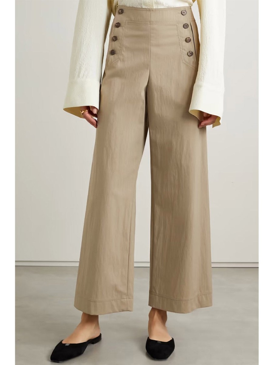 Women'S Lafayette 148 New York Pants & Leggings | Seabring Wide-Leg Pants Green Clay | Lafayette 148 New York