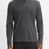 Men'S Vince T-Shirts | Sueded Jersey Long-Sleeve Henley In Heather Charcoal | Vince