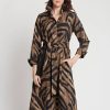 Women'S Hinson Wu Dresses | Tamron Long Sleeve Abstract Zebra Print Dress | Hinson Wu