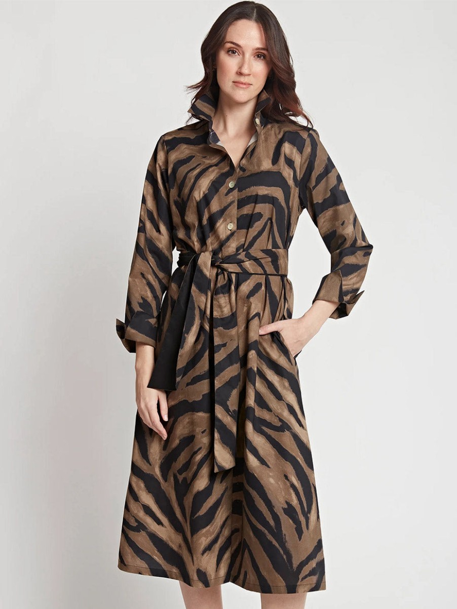 Women'S Hinson Wu Dresses | Tamron Long Sleeve Abstract Zebra Print Dress | Hinson Wu