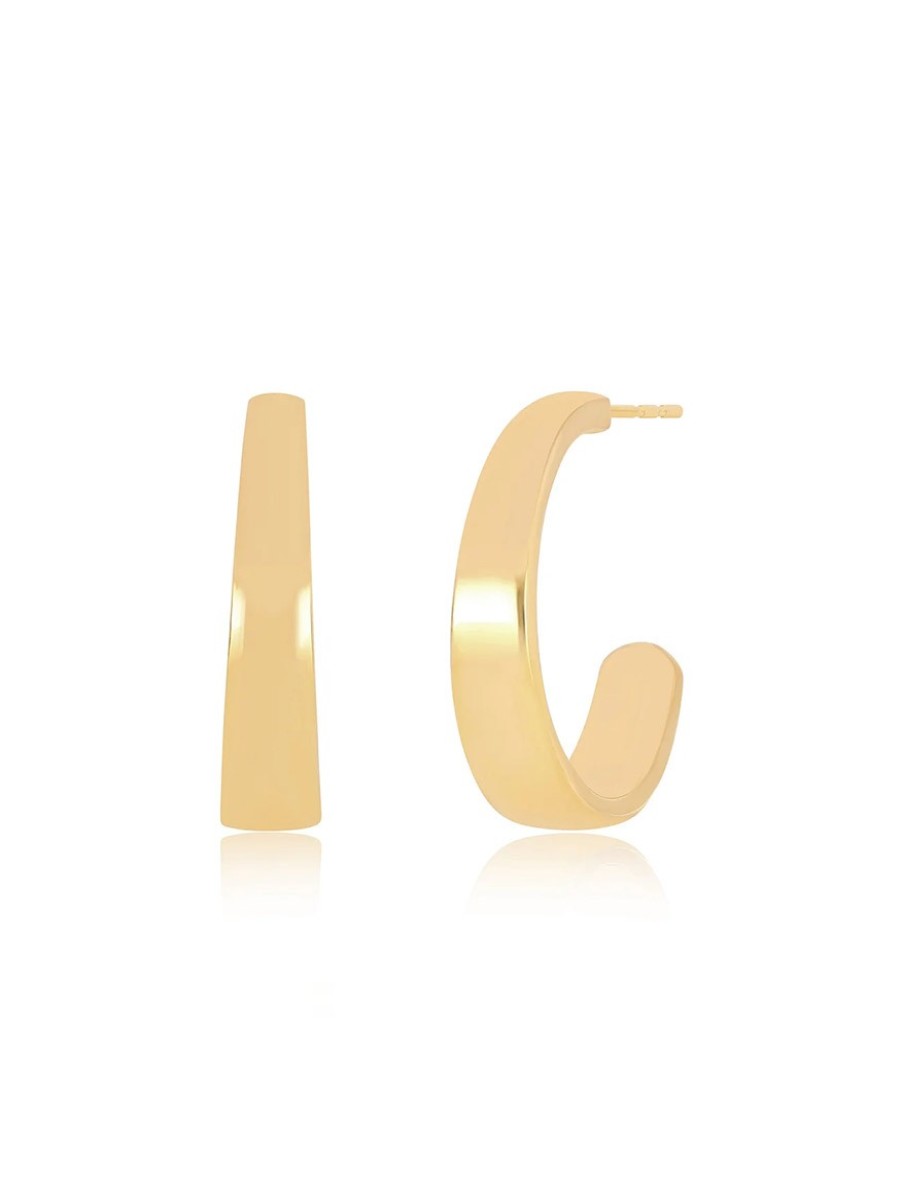 Women'S EF Collection Earrings | Tapered Gold Hoop Earrings Yellow Gold | Ef Collection