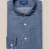 Men'S Eton Dress Shirts | Navy Blue Light Denim Shirt | Eton