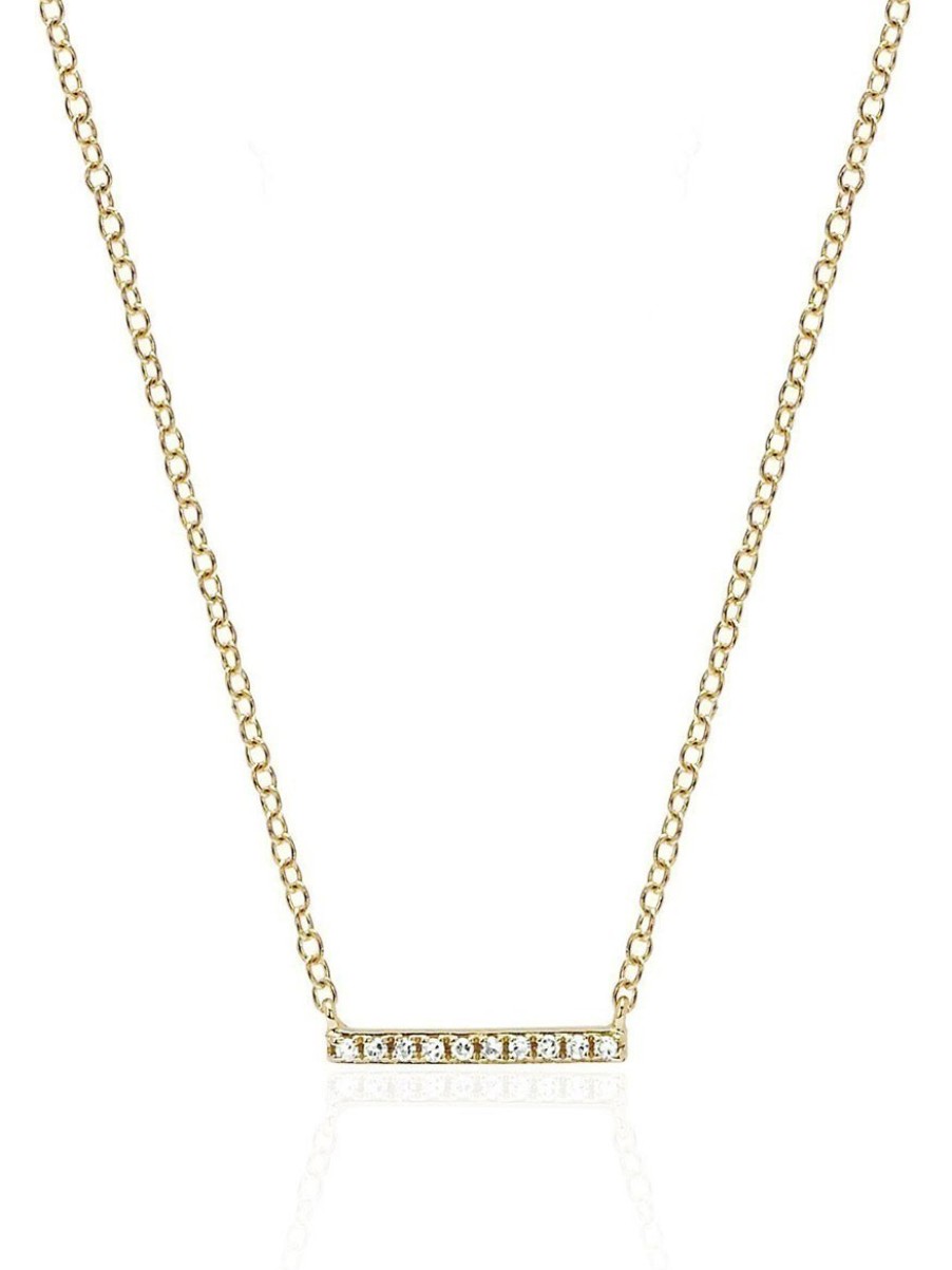 Women'S EF Collection Necklaces | Mini Diamond Bar Necklace Yellow Gold | Ef Collection