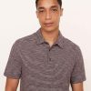 Men'S Vince T-Shirts | Slub Stripe Short Sleeve Polo Heather Grey/Deep Wine | Vince