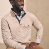 Men'S Faherty Brand T-Shirts | Epic Quilted Fleece Pullover In Oatmeal Melange | Faherty Brand