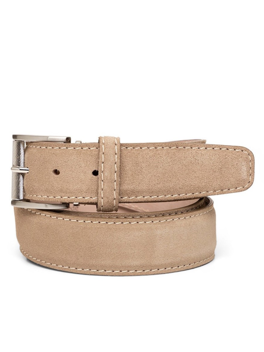 Men'S LEN Belts Belts | Italian Suede Fawn Stitch | Len Belts