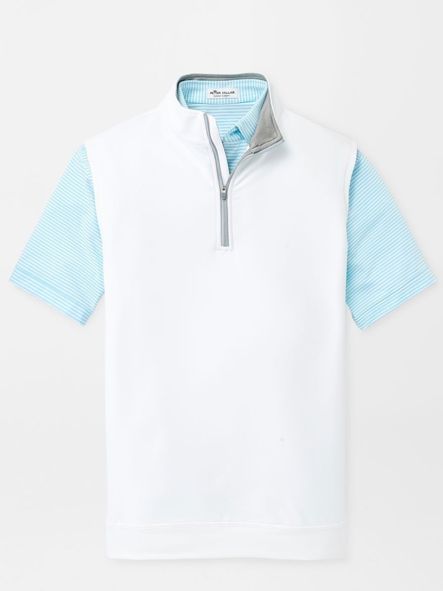 Men'S Peter Millar T-Shirts | Galway Performance Quarter-Zip Vest White Sweaters | Peter Millar