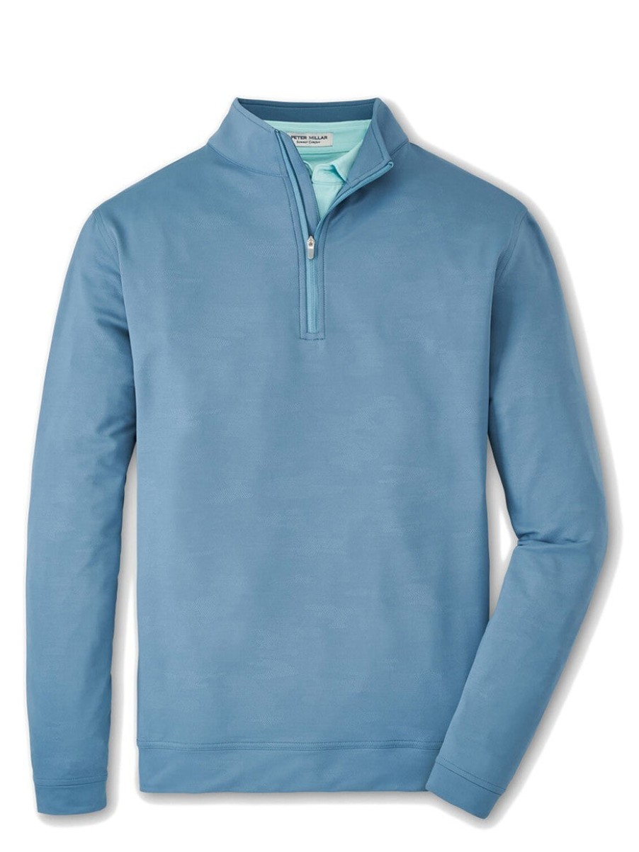 Men'S Peter Millar T-Shirts | Perth Camo Performance Quarter-Zip Rainfall | Peter Millar