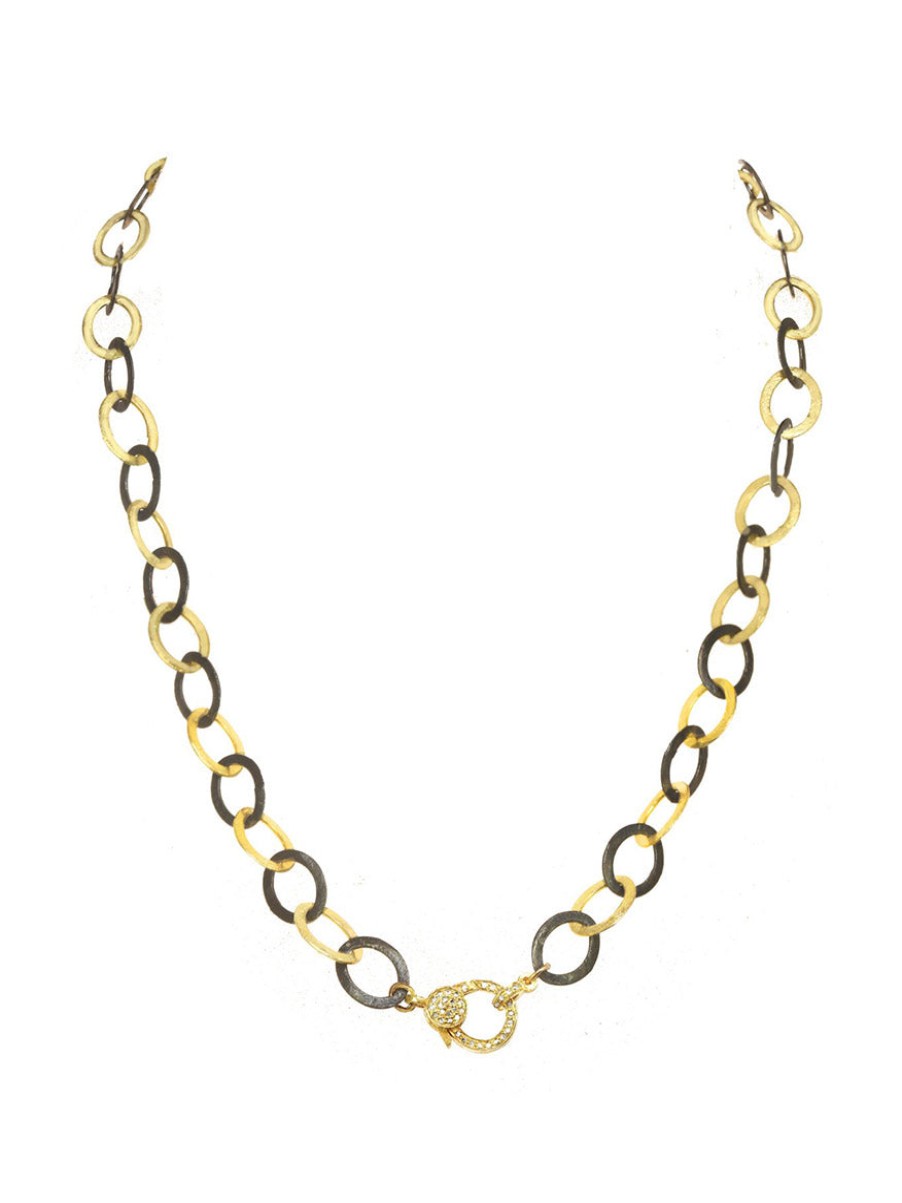 Women'S Margo Morrison Necklaces | Matte Vermeil & Sterling Flat Link Chain With Diamond Clasp | Margo Morrison