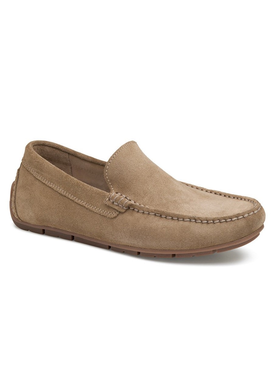 Men'S J & M Collection Loafers & Slip-Ons | Baldwin Driver Penny Taupe English Suede | J & M Collection