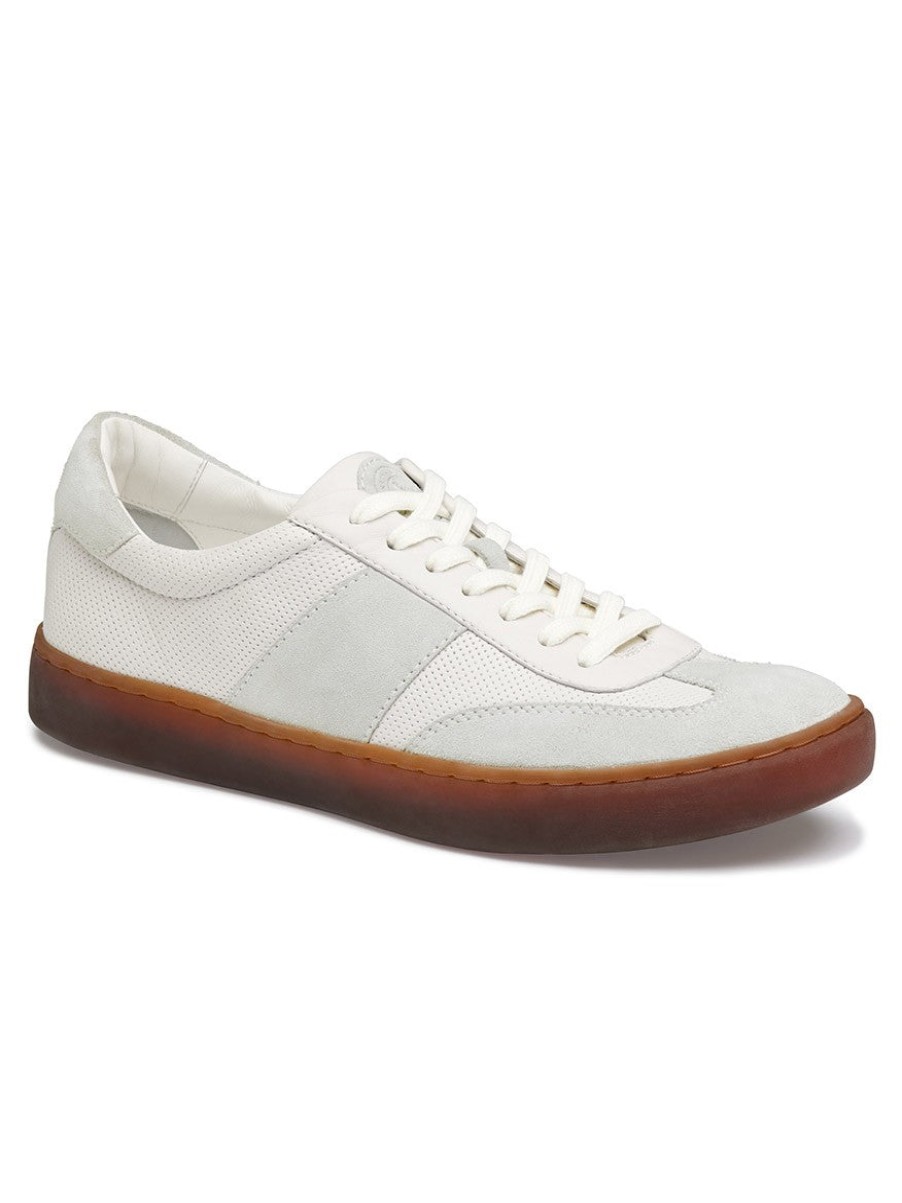 Men'S J & M Collection Sneakers | Kempton U-Throat White English Suede/Calfskin | J & M Collection