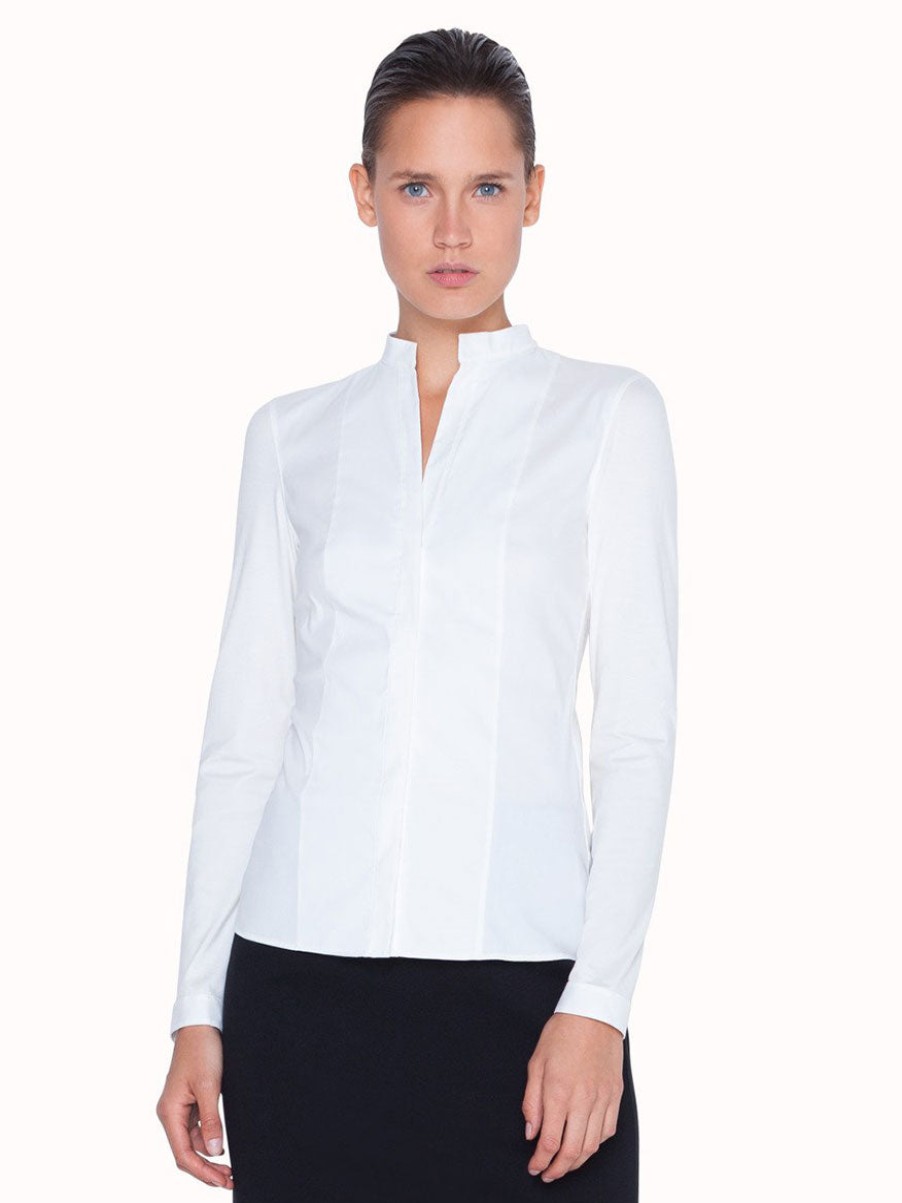 Women'S Akris Punto Tops | Akris Punto Elements Long Sleeve Blouse