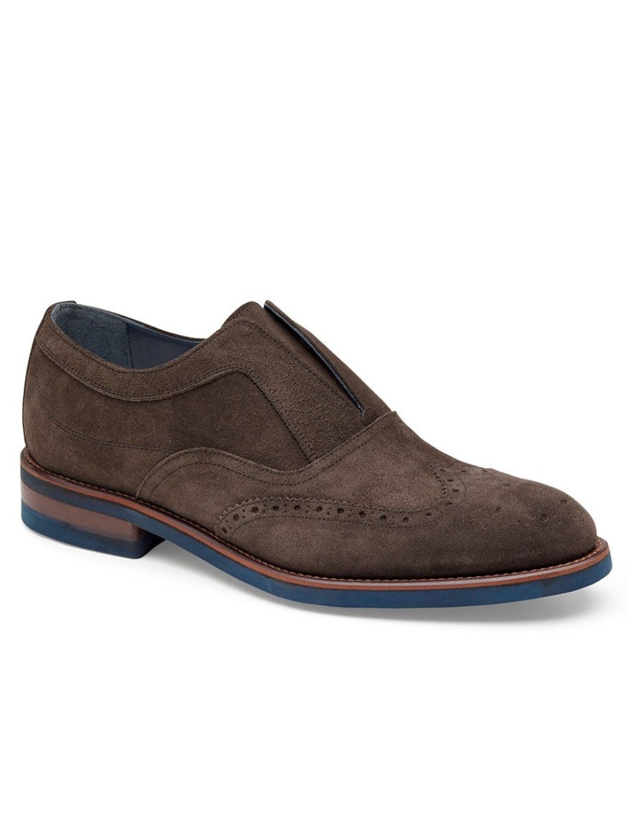 Men'S J & M Collection Loafers & Slip-Ons | Ashford Wingtip Slip-On Dark Gray | J & M Collection