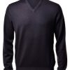 Men'S Gran Sasso Sweaters | Vintage Wash Extrafine Merino V-Neck In Charcoal | Gran Sasso