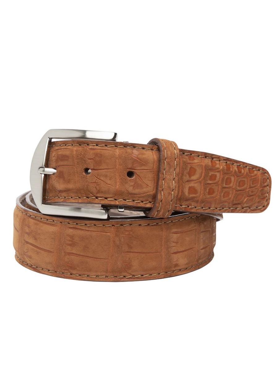 Men'S LEN Belts Belts | Buffed American Alligator Belt Chestnut | Len Belts