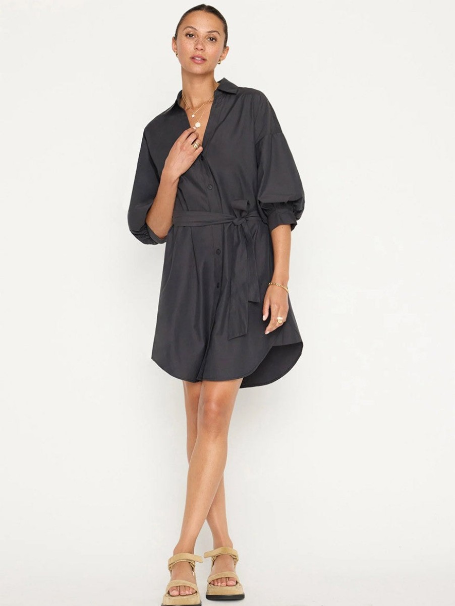 Women'S Brochu Walker Dresses | Kate Belted Dress Washed Black | Brochu Walker